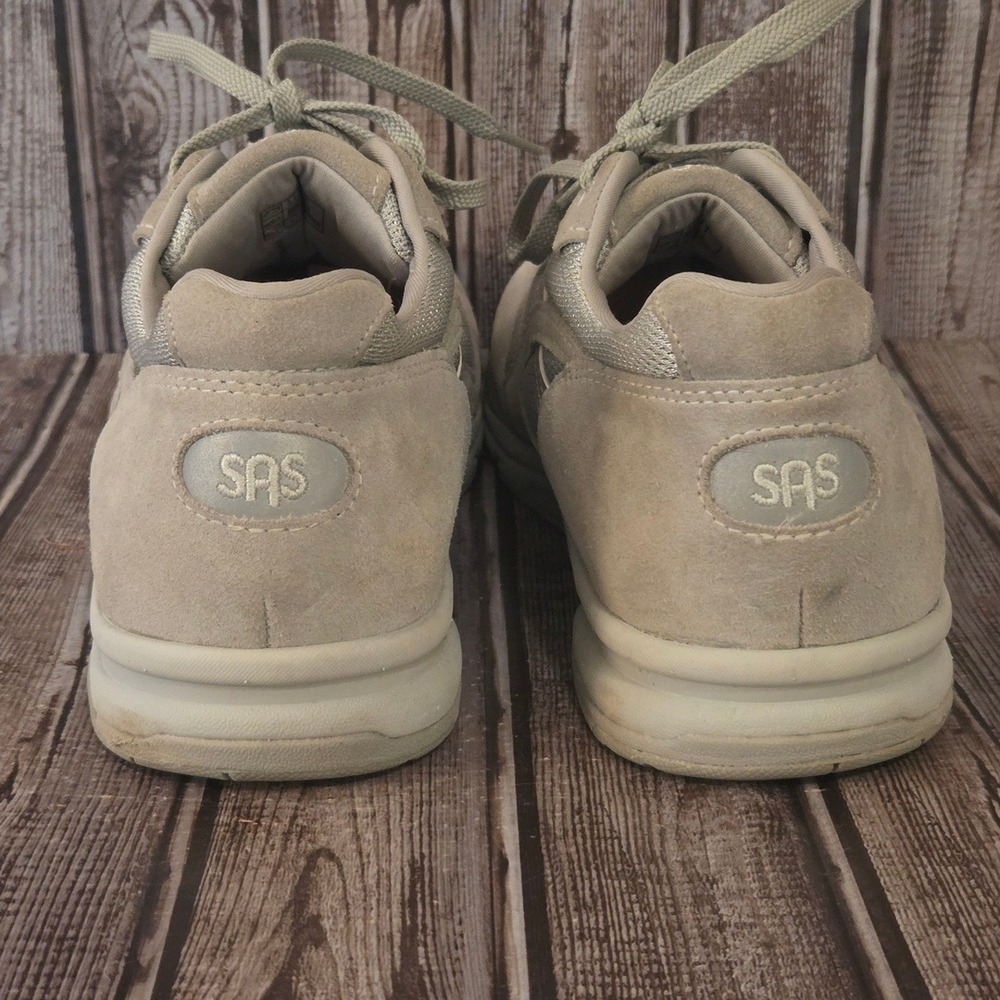 Sz 11 W3 Mens SAS Journey Bone Gray Mesh Suede Walking Shoes Sneakers VGUC! - Picture 4 of 8